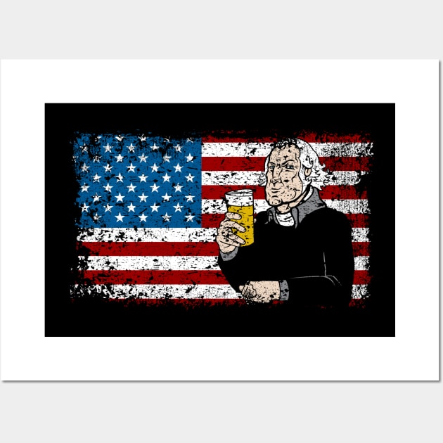 George Washington Drinking Beer July 4th Wall Art by RadStar